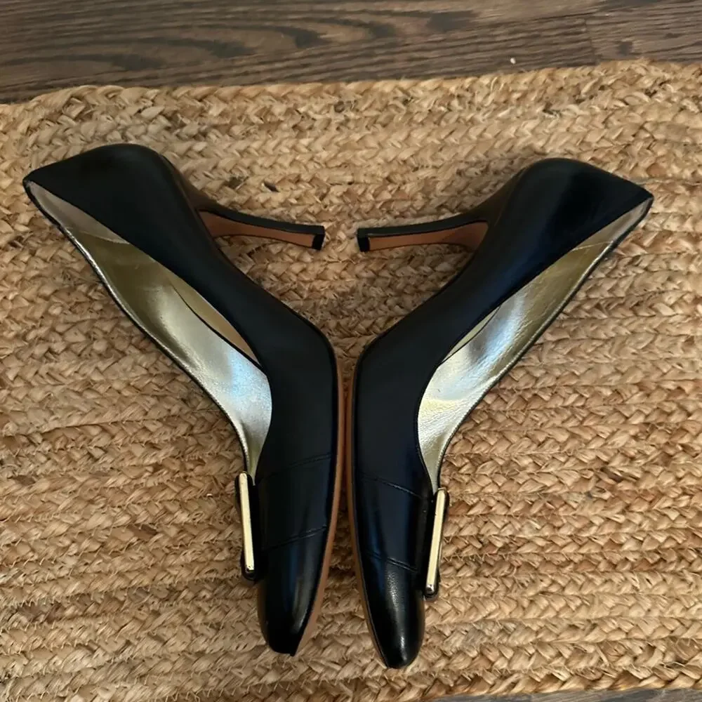 Luciano Padovan Black Leather Buckle Pumps Made in Italy Size 8- 8.5 (38 1/2)